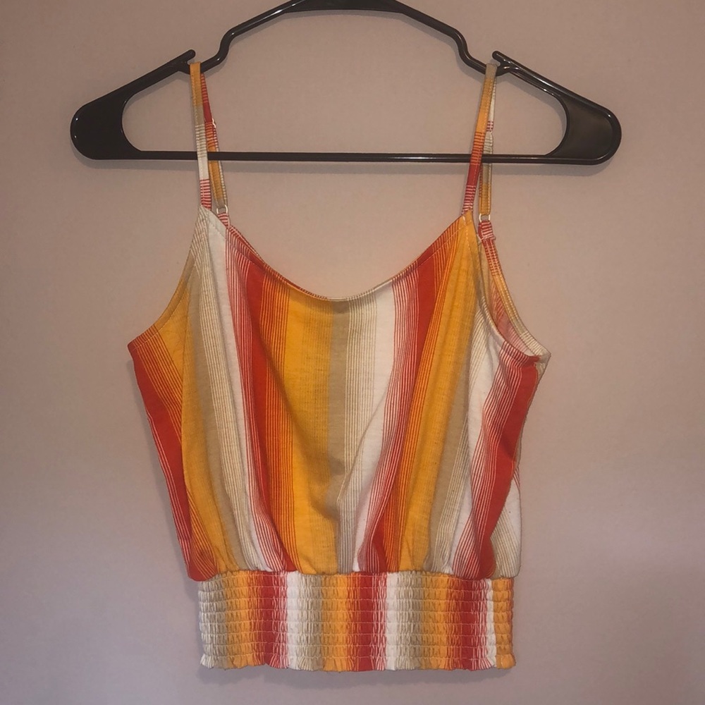 Striped orange and white tank top size small